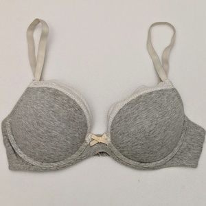 Gray Bra w/ Lace Trim